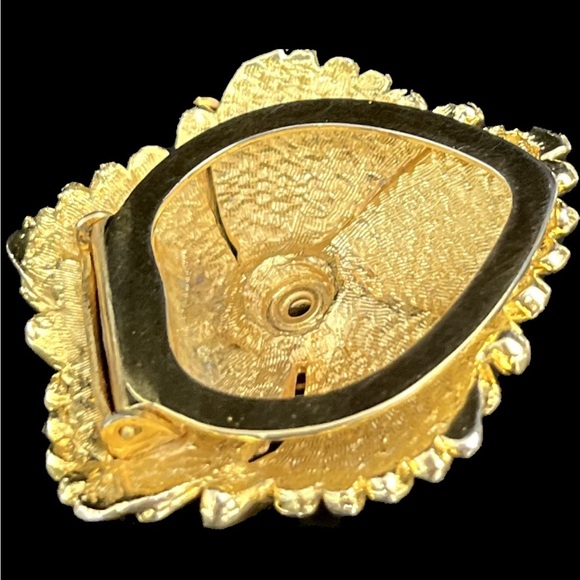 Vintage LIEBA USA GOLD TONE Scarf Dress CLIP FLOWER floral - Picture 4 of 12